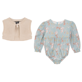 Load image into Gallery viewer, Baby Floral Woven Bubble And Knitted Cropped Vest Set
