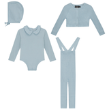 Load image into Gallery viewer, Baby Boys Jersey Onesie With Knitted Overall And Cardigan Set (3PC)
