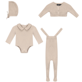 Load image into Gallery viewer, Baby Boys Jersey Onesie With Knitted Overall And Cardigan Set (4PC)
