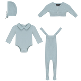 Load image into Gallery viewer, Baby Boys Jersey Onesie With Knitted Overall And Cardigan Set (4PC)
