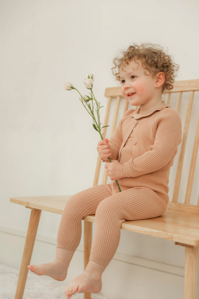 Baby Girls Jersey Onesie With Knitted Overall And Cardigan Set (3PC)