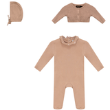Load image into Gallery viewer, Baby Girls Jersey Stretchy With Knitted Cardigan Set (3PC)
