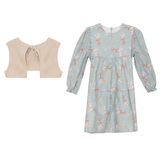 Load image into Gallery viewer, Girls Floral Woven Dress And Knitted Cropped Vest Set
