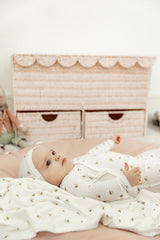 Load image into Gallery viewer, Floral Print Pointelle Jersey Baby Blanket
