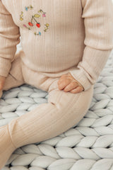 Load image into Gallery viewer, Fine Rib Pointelle Baby Stretchie With Placement Print
