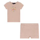Load image into Gallery viewer, Fine Rib Pointelle Baby Top With Placement Print And Shorts Set
