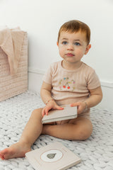 Load image into Gallery viewer, Fine Rib Pointelle Baby Top With Placement Print And Shorts Set
