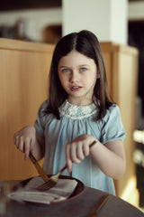 Load image into Gallery viewer, Woven Girl Dress With Crochet Neck
