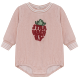 Load image into Gallery viewer, Baby Girls Striped Trim Terry Onesie Long Sleeves
