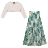 Load image into Gallery viewer, Girls Floral Patchwork Woven Jumper With Knit Cardigan Set
