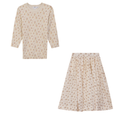 Load image into Gallery viewer, Girls Printed Floral Pleated Skirt With Knit Sweater 2 PC Set
