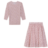 Load image into Gallery viewer, Girls Printed Floral Pleated Skirt With Knit Sweater 2 PC Set
