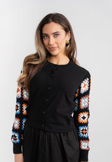 Load image into Gallery viewer, Teens Knit Cardigan With Crochet Sleeves
