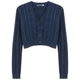 Load image into Gallery viewer, Teen Distressed Braided Knit Cropped Cardigan
