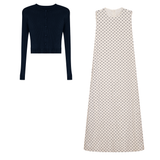 Load image into Gallery viewer, Teens Printed Linen Jumper With Rib Knit Cropped Cardigan Set
