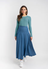 Load image into Gallery viewer, Teens Midi Denim Pleated Skirt
