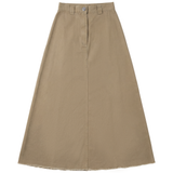 Load image into Gallery viewer, Ladies Maxi Denim A Line Fringe Skirt
