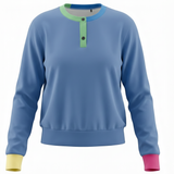 Load image into Gallery viewer, Ladies Color Blocked Henley Tee
