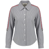 Load image into Gallery viewer, Ladies Striped Blouse With Sleeve Pulls
