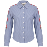 Load image into Gallery viewer, Ladies Striped Blouse With Sleeve Pulls
