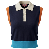 Load image into Gallery viewer, Ladies Knit Contrast Henley Vest
