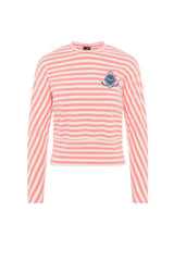 Load image into Gallery viewer, Ladies Striped Dolman Emblem Tee
