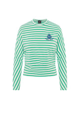 Load image into Gallery viewer, Ladies Striped Dolman Emblem Tee
