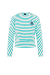 Load image into Gallery viewer, Ladies Striped Dolman Emblem Tee
