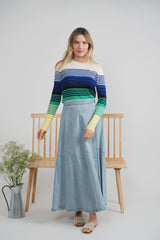Load image into Gallery viewer, Ladies Multi Color Striped Sweater
