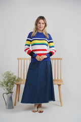 Load image into Gallery viewer, Ladies Striped Cable Sweater
