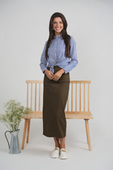 Load image into Gallery viewer, Ladies Striped Emblem Shirt
