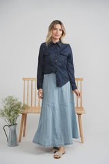Load image into Gallery viewer, Ladies Stretch Denim Shirt
