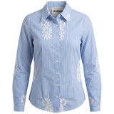 Load image into Gallery viewer, Ladies Striped Embroidered Blouse
