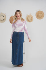Load image into Gallery viewer, Ladies Striped V Neck Tee
