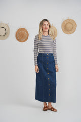 Load image into Gallery viewer, Ladies Striped V Neck Tee

