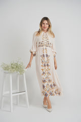Load image into Gallery viewer, Ladies Printed Linen Midi Dress
