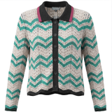 Load image into Gallery viewer, Ladies Crochet Striped Cardigan
