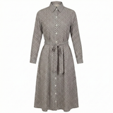 Load image into Gallery viewer, Ladies Printed Satin Midi Shirt Dress

