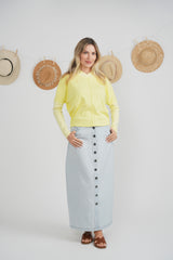 Load image into Gallery viewer, Ladies Cotton Maxi Button Skirt
