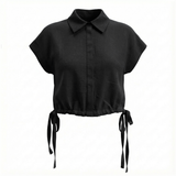 Load image into Gallery viewer, Ladies Cropped Linen Top
