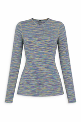 Load image into Gallery viewer, Ladies Heather Striped V Neck Tee
