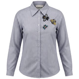 Load image into Gallery viewer, Ladies Striped Blouse With Applique
