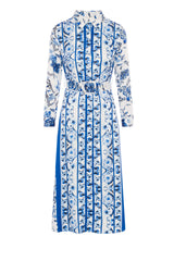 Load image into Gallery viewer, Ladies Printed Satin Midi Shirt Dress
