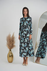 Load image into Gallery viewer, Ladies Printed Chiffon Tie Dress
