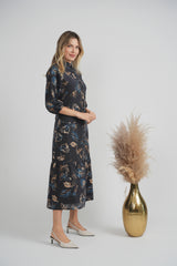 Load image into Gallery viewer, Ladies Printed Chiffon Tiered Midi Dress
