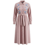 Load image into Gallery viewer, Ladies Cotton Midi Embroidery Dress
