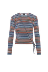 Load image into Gallery viewer, Ladies Striped Wrap Tee
