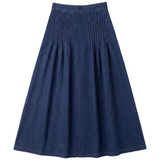 Load image into Gallery viewer, Ladies Pinched Midi Denim Skirt
