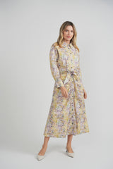 Load image into Gallery viewer, Ladies Cotton Printed Ruched Shirt Dress
