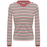 Load image into Gallery viewer, Ladies Striped V Neck Contrast Tee
